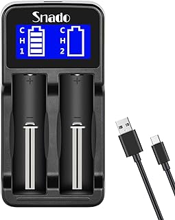Intelligent Charger, Snado LCD Display Universal Smart Charger for Rechargeable Batteries Li-ion Batteries 18650 18490 18350 17670 17500 16340 14500, Ni-MH/Ni-Cd A AA AAA Battery (2 Slots)