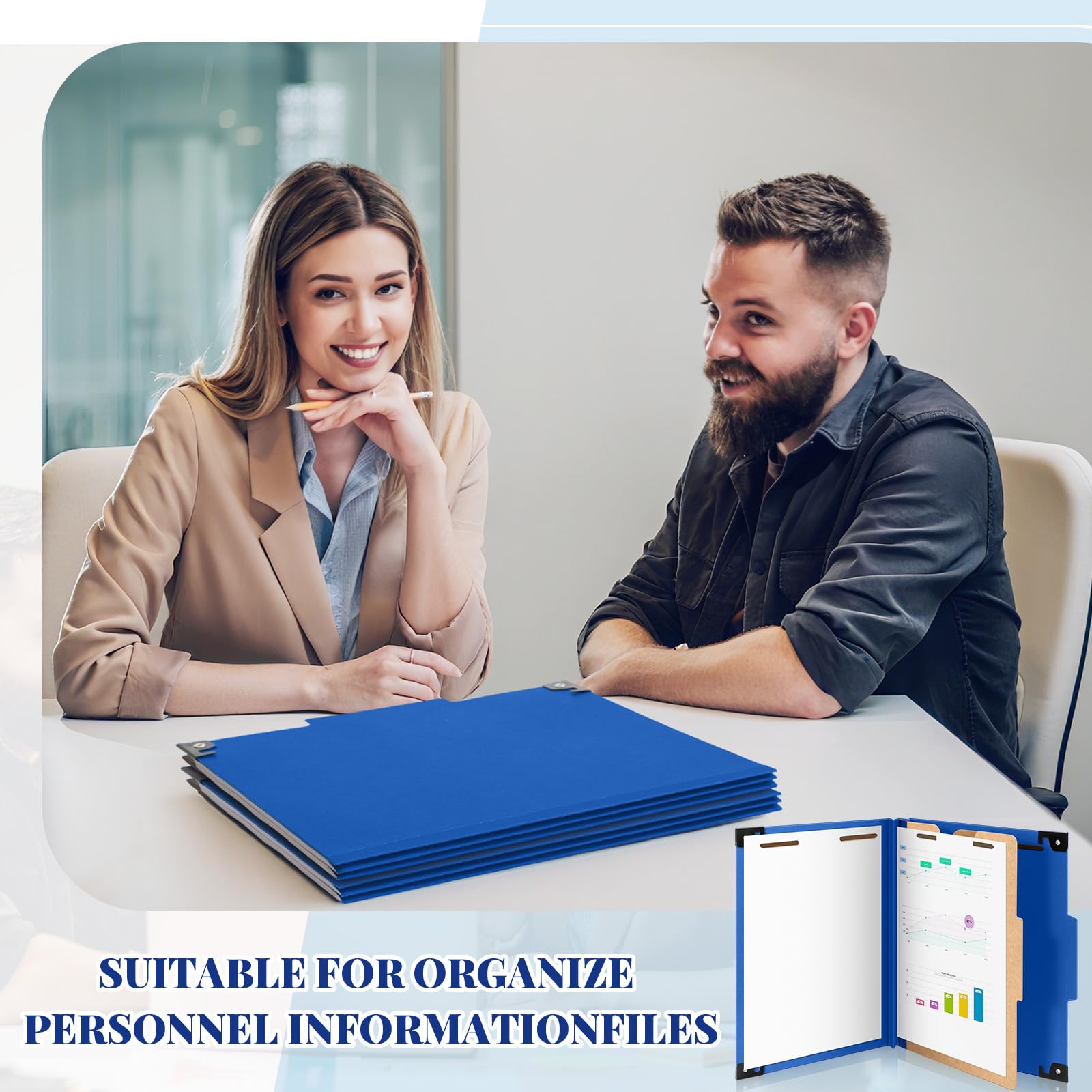 Henoyso 10 Stück hängende Klassifizierungsordner mit 4 Verschlüssen, 1 Trennwand, Briefgröße, Presskarton-Aktenordner, 1/3-geschnittene Registerkarten, Organizer für Medizin, Büroangestellte