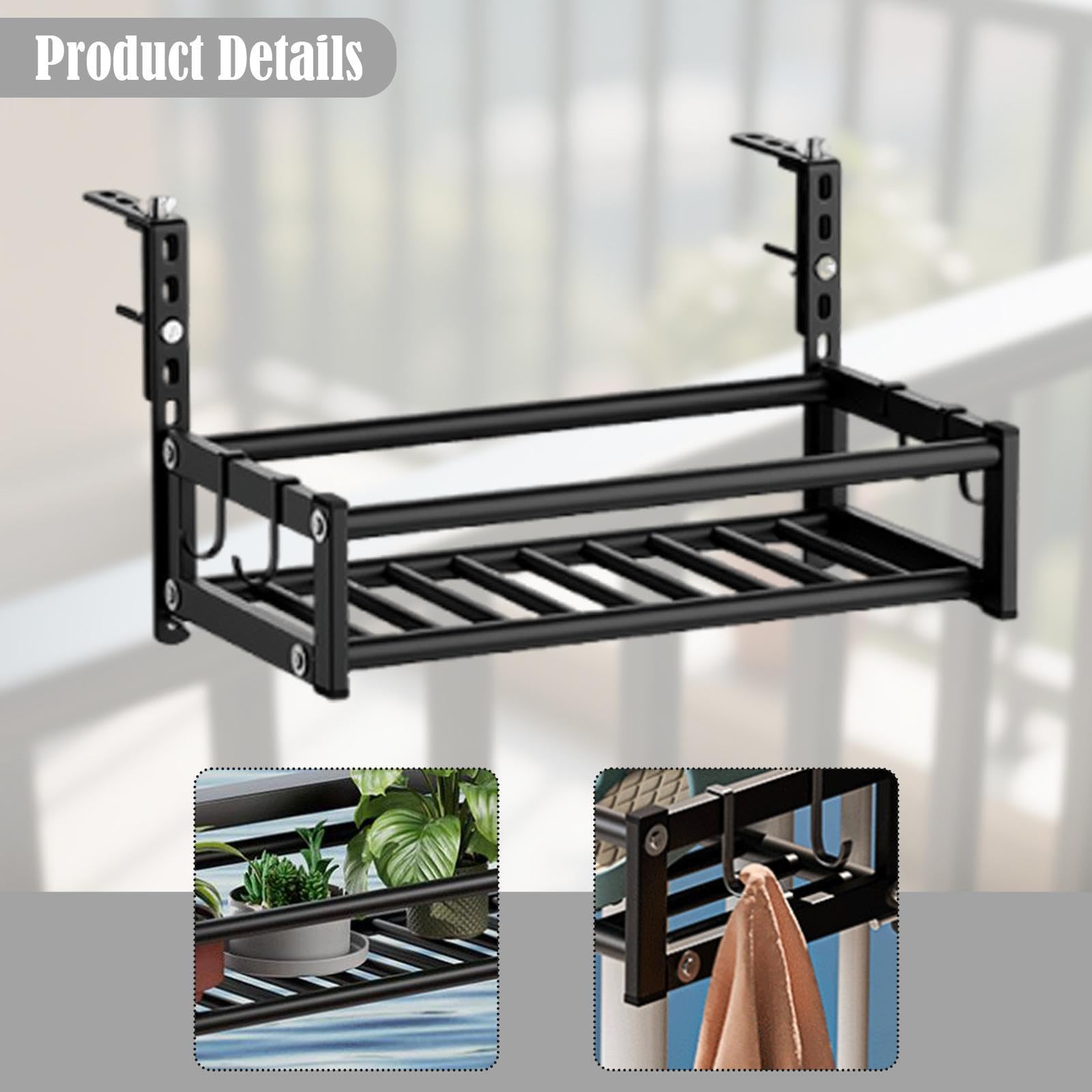 Soporte para Plantas para Balcón, Colgante, de Hierro, para Alféizar de Ventana, Maceta, Longitud de la Jardinera: 43 cm