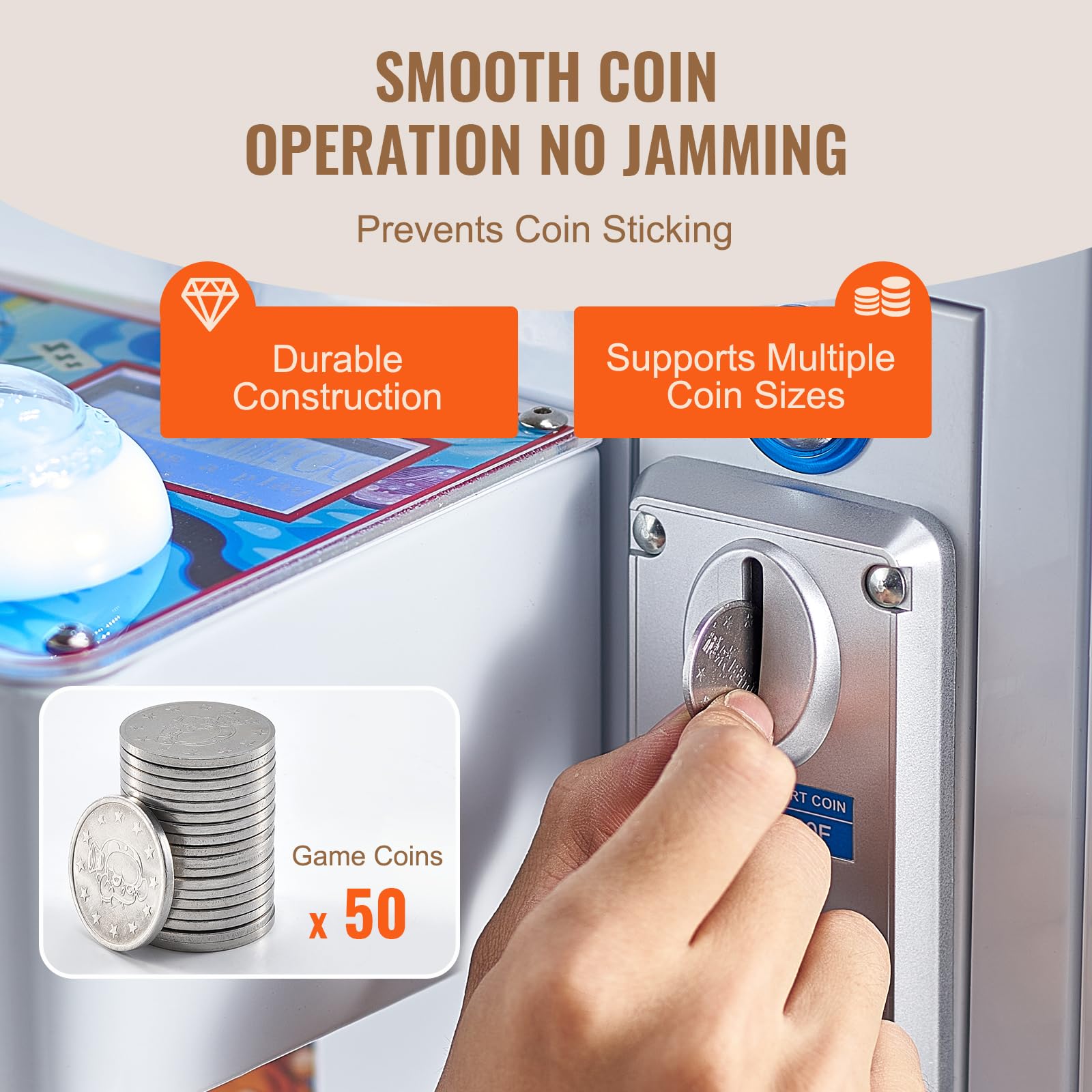 VEVOR Claw Machine, 0-3” Jaw Diameter 0-5” Jaw Lifting, Crane Prize Grabber Commercial Arcade Game Toys, Cool Fun Grab-and-Win Machine w/Light and Sound, Dispenser Vending Toy for Kids,Boys &Girls