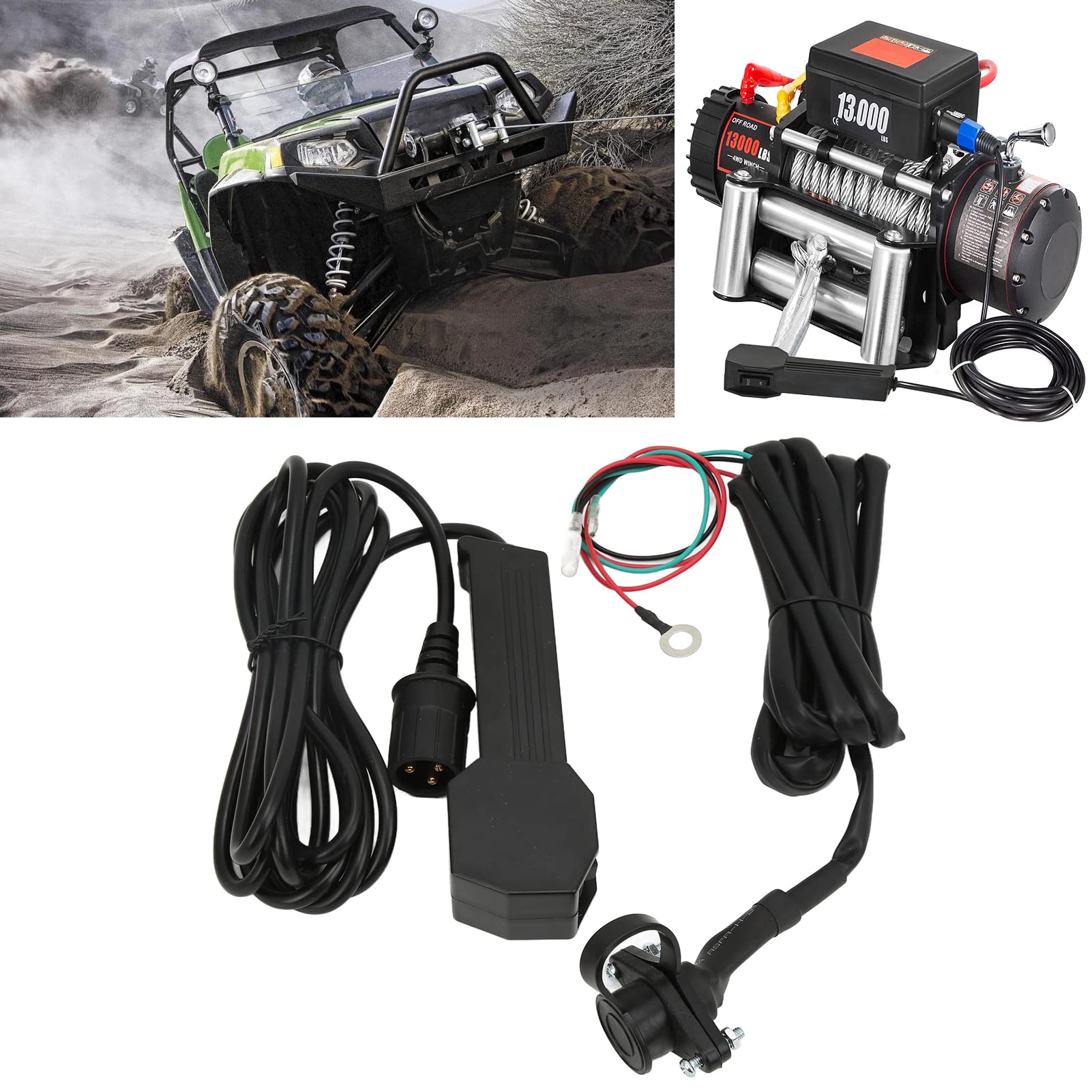Kit Telecomando per Telecomando Manuale con Cavo per Verricello, Telecomando per Verricello Portatile 12V con Cavo 9 Piedi per ATV UTV