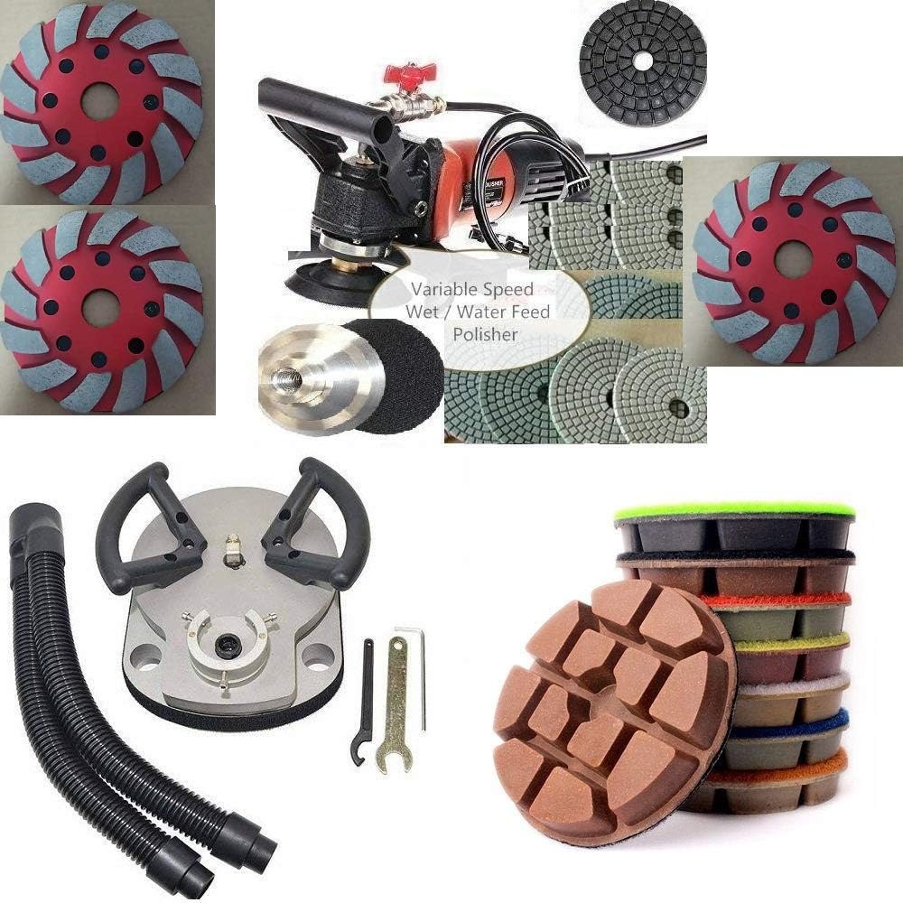 Planetary wet dry polisher floor polishing machine floor burnisher 24 Polishing Pad 6 Grinding cup for stone travertine granite marble concrete floor renew repair refinishing grinder sander