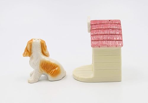 Miniatura 7 de Juego de cocker spaniel de porcelana fina con casa para perros, salero y pimentero, 3-38 pulgadas de alto