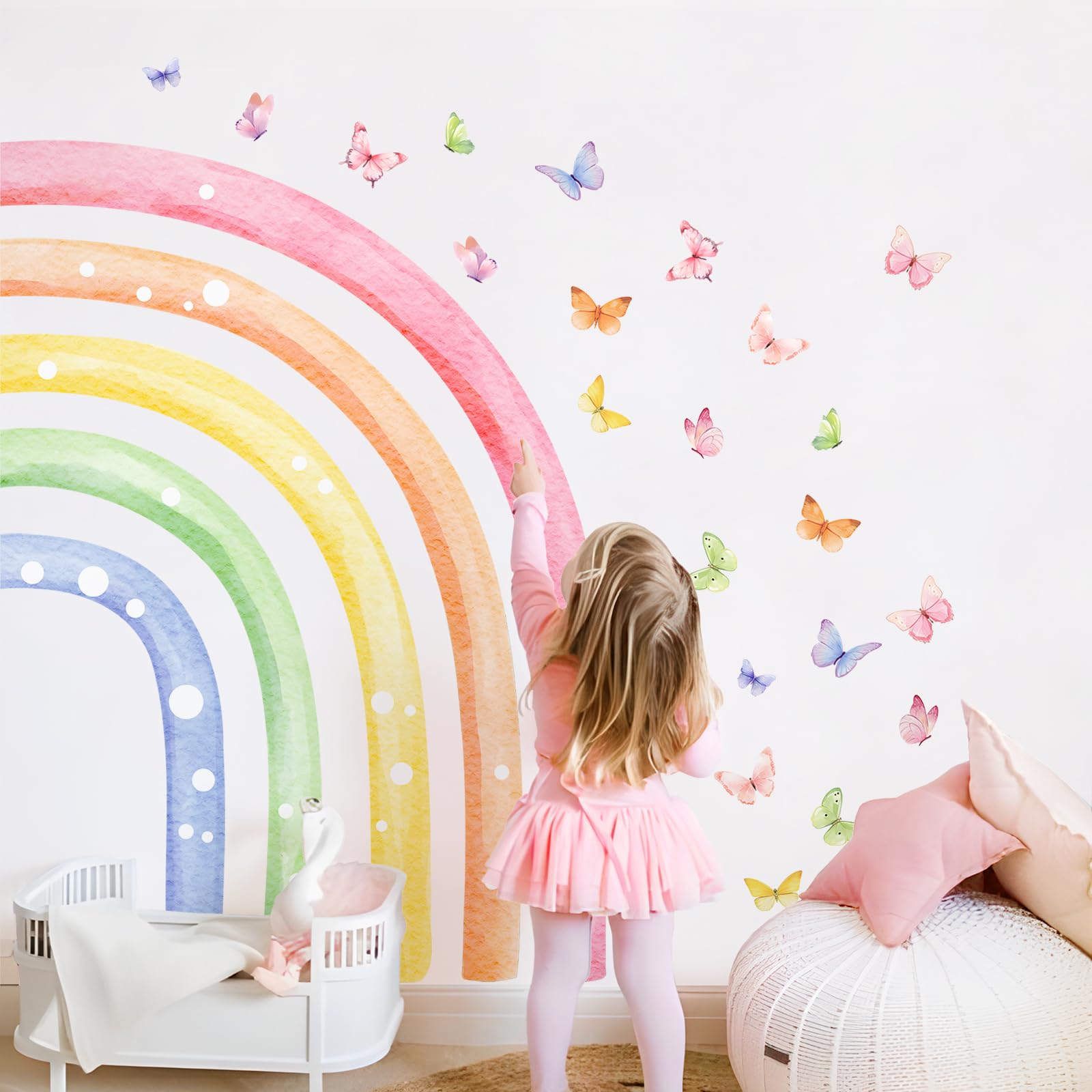 W39*H54 Large Watercolor Rainbow Wall Decals