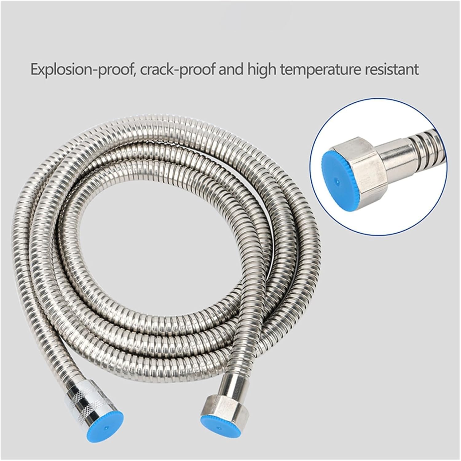Flexo de ducha de acero inoxidable plateado 1,2-2 metros conector G1/2(2m Silver)