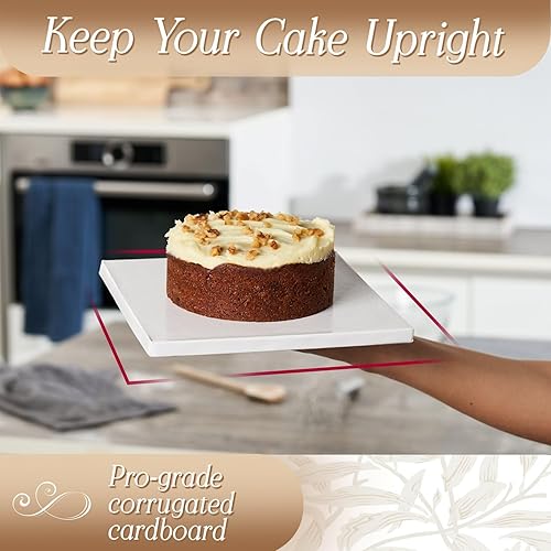 Miniatura 47 de Cakebon Tableros cuadrados para tartas, tambores resistentes de 1/2 pulgada de grosor, bordes envueltos profesionalmente de 14 pulgadas