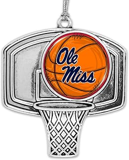 Ole Miss Rebels Basketball Goal Silver Metal Christmas Ornament Gift Tree Decoration Mississippi