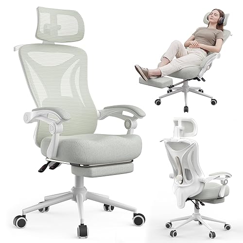 Ergonomic Office Chair with Footrest - Adjustable Lumbar Support &