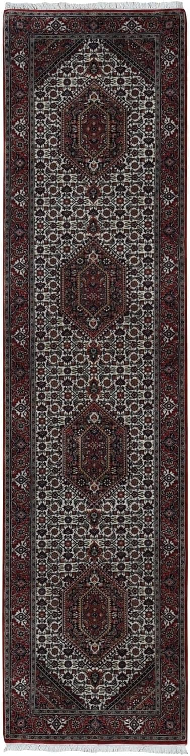 Ivory Hand Knotted 300 KPSI Hand Spun New Zealand Wool Bejar Mahi Runner Oriental Rug (2'9"x11'4")