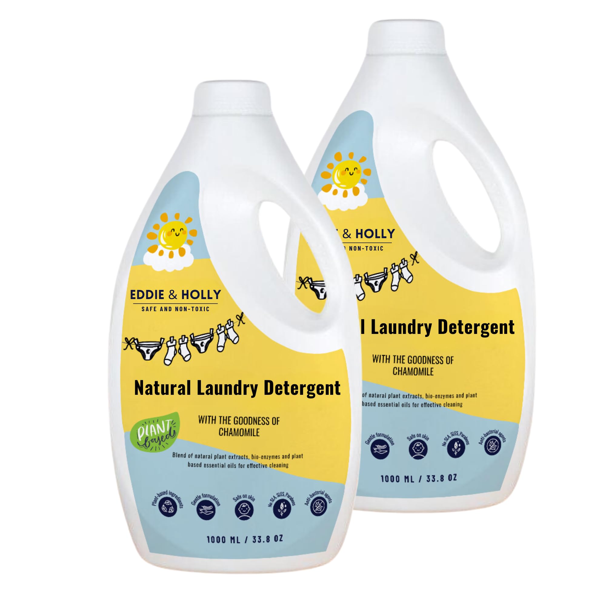 Eddie & Holly Natural Laundry Detergent - Liquid | Plant based with Bio-enzymes, Essential Oils and Chamomile | Gentle & Safe Formulation | Safe for Babies (2)-image-43