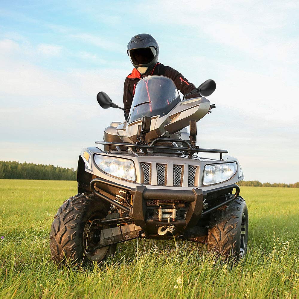 KEMIMOTO Lusterko Motocyklowe do Kierownicy 7/8 cala, Homologacja E24, Uniwersalne Lusterka Motocyklowe ATV, Lusterka z 8mm / 10mm Gwintem dla Sportsman Scrambler FourTrax