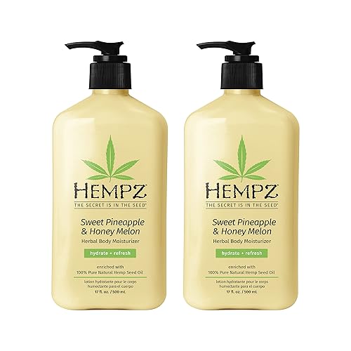 Hempz Loción corporal  Crema hidratante diaria de piña dulce y melón miel, manteca de karité, aloe, extracto de naranja, hidratante corporal