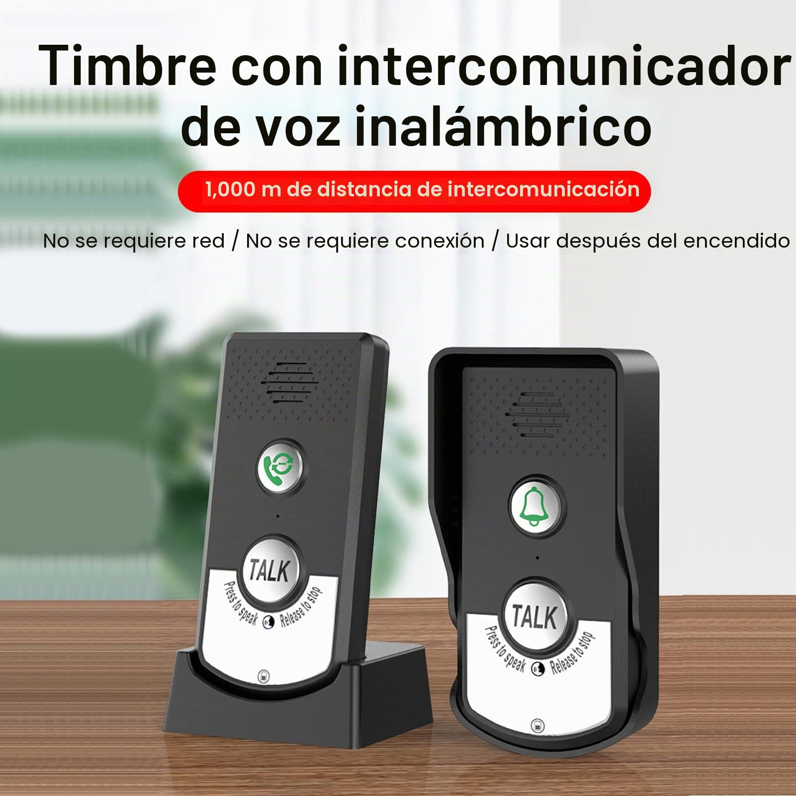 Intercomunicador Inalámbrico Timbres Intercomunicador de Larga Distancia Timbre de Voz IP54 Timbre Exterior Resistente Al Agua Inteligente para la Oficina del Hotel en Casa