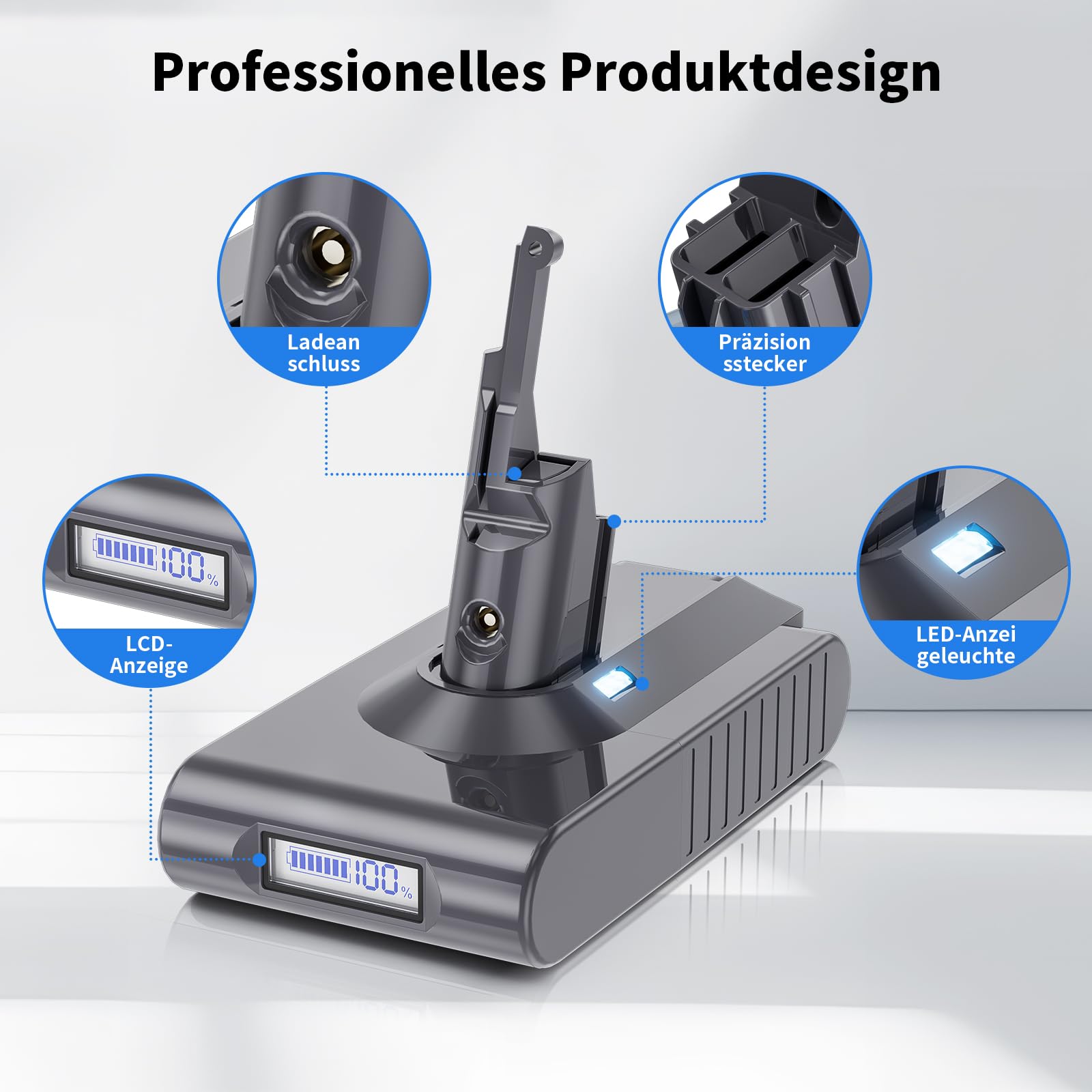 6000mAh für Dyson V8 Akku, Ersatzakku für Dyson V8 SV10 Staubsauger, Kompatibel mit Animal Absolute Motorhead Fluffy Staubsaugern (mit Zubehör)