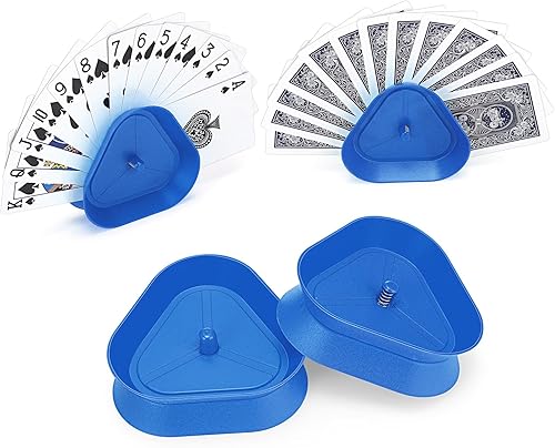 Miniatura 1 de Bandeja de póquer con forma de triángulo, 4 piezas, bandeja de cartas manos libres, para niños y adultos, juego de actividades de cartas familiares