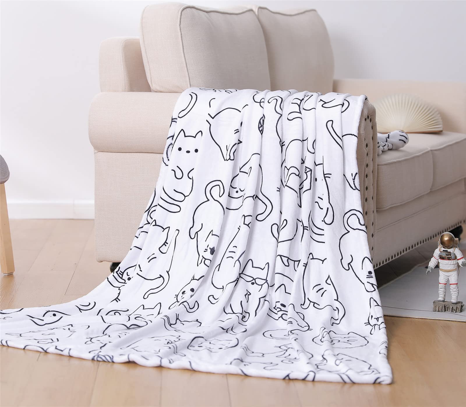 Sviuse Manta de gato para sofá, manta de gato de tamaño individual para niñas, mujeres, adultos, gatos, mamá, regalos para mujeres, mantas de gatitos para sofá, cama (60 x 80 pulgadas, gato 2)