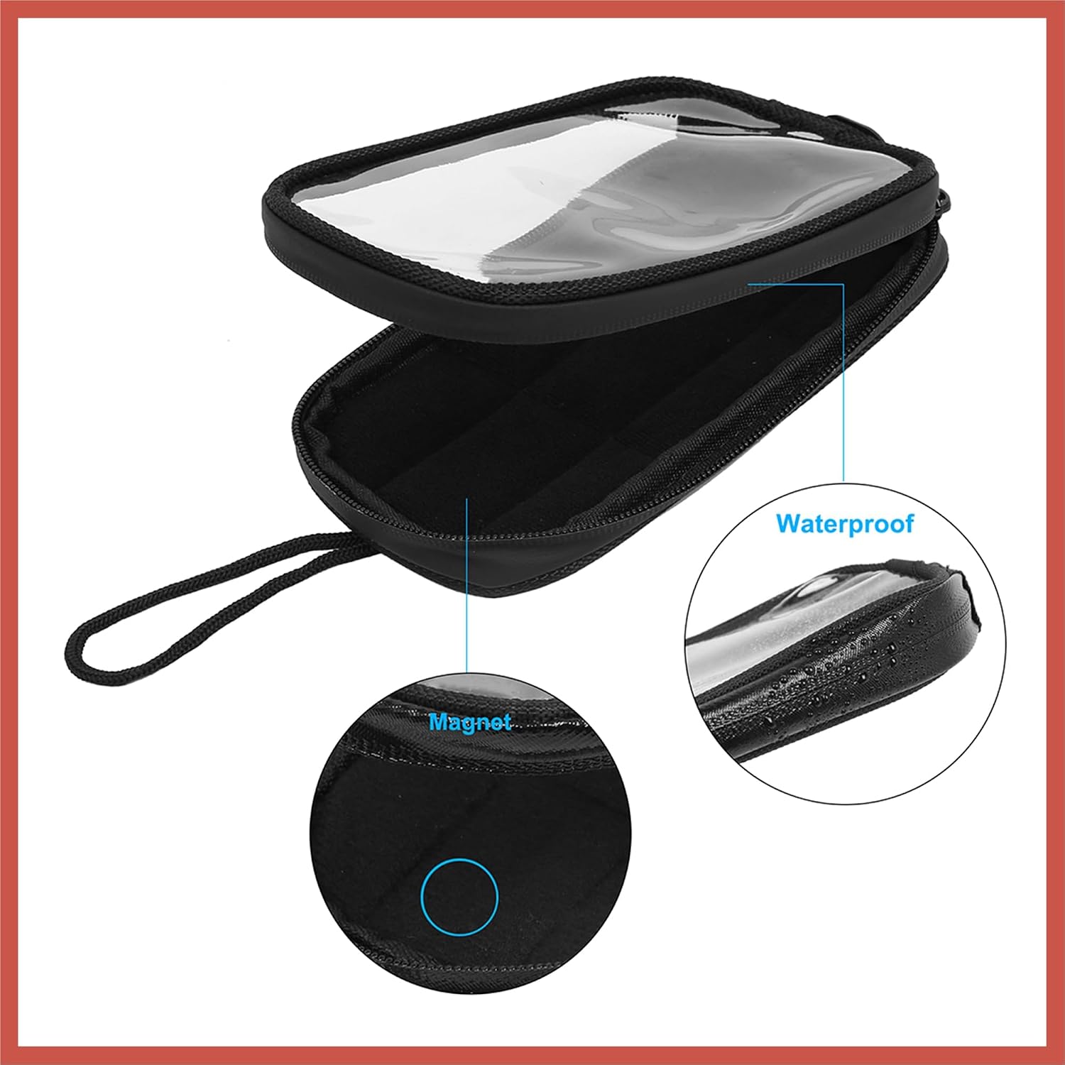 ACROPIX Universal 7'' Magnetic Tank Bag with Headphone Hole PU Leather Waterproof Motorbike Saddlebag for Motorcycle Car Parts image 5