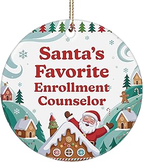Santa’s Favorite Enrollment Counselor Ornament Gifts for Admissions Counselor Enrollment - Xmas Party Decoration - Ceramic Ornament for Christmas Tree Hanging - Holiday, New Year