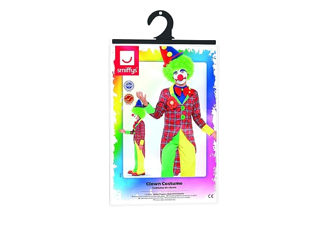Foto 6 de 7 de Smiffys Disfraz de payaso, rojo y verde, con chaqueta, pantalones y camisa falsa con pajarita Halloween