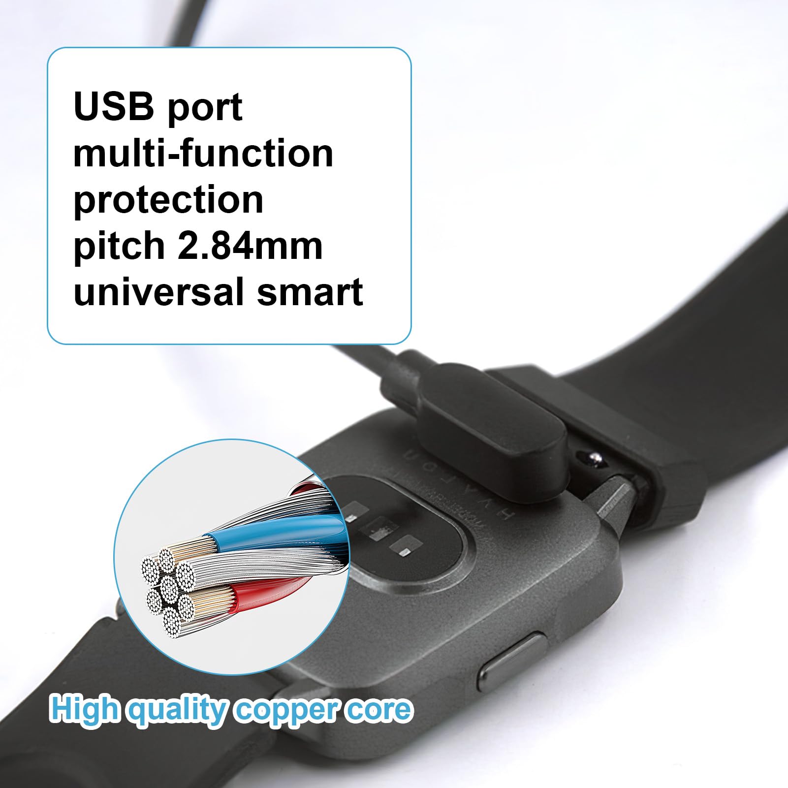 Chargeur Universel 2 Broches Pour Montre Connectée - Espacement 2.84mm Compatible 2.5-3mm - Câble USB 60cm