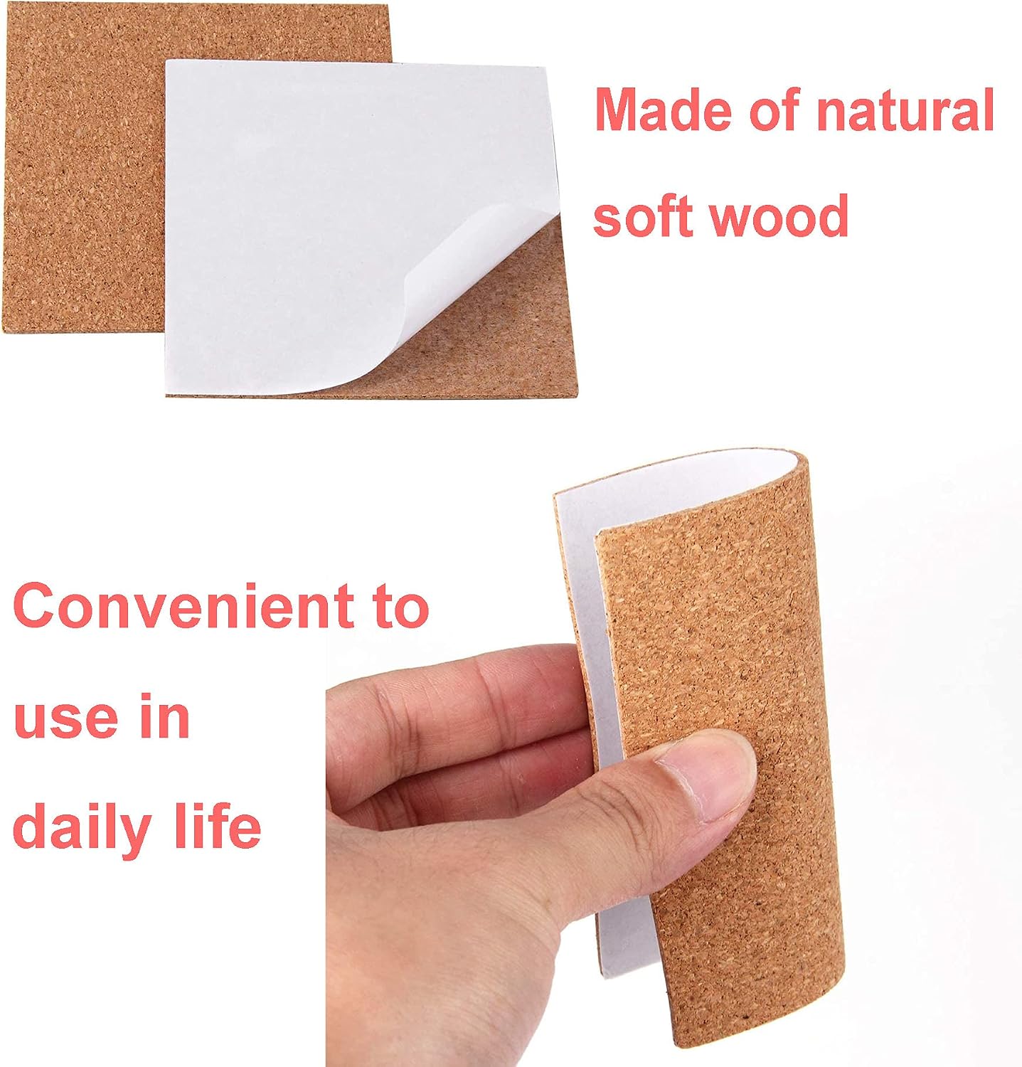 YYaaloa 24 Pcs Self-Adhesive Mini Squares Backing Cork Tiles Sheets 4"x 4" for DIY Coasters and DIY Crafts Cork Board Squares, Cork Tiles, Cork Mat (24pcs)