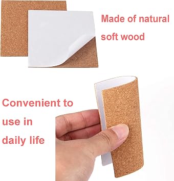 YYaaloa 24 Pcs Self-Adhesive Mini Squares Backing Cork Tiles Sheets 4x 4 for DIY Coasters and DIY Crafts Cork Board Squares, Cork Tiles, Cork Mat (24pcs)