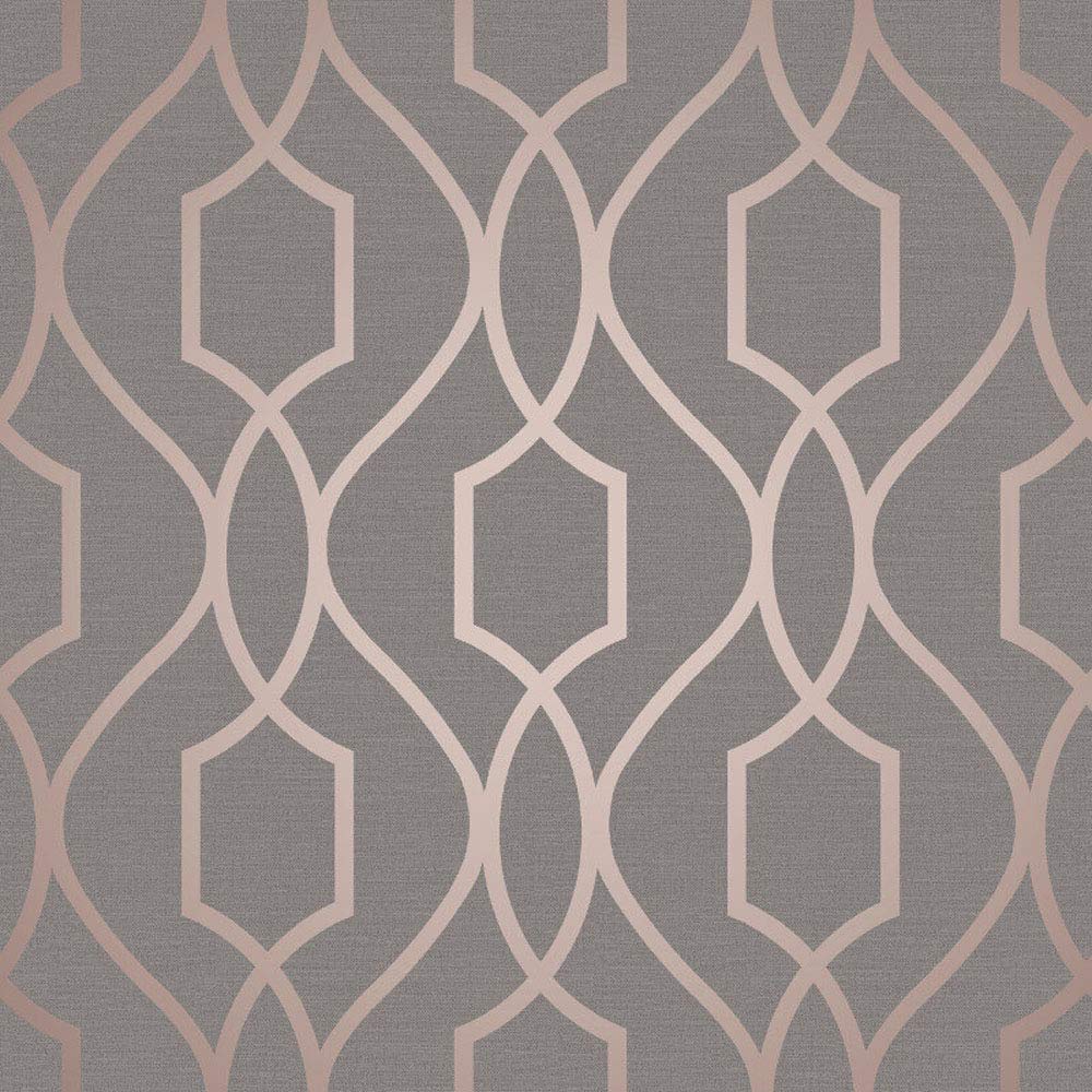 Elegant Apex Trellis Sidewall Copper Charcoal Wallpaper Wall Decoration 0.52M X 10.05M 5011419419982