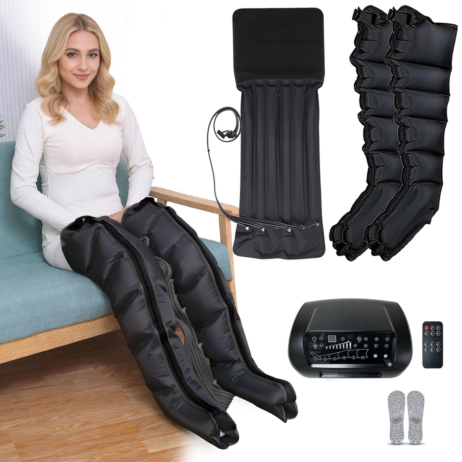 Pressoterapia Linfodrenaggio Professionale, Pressoterapia Gambe E Addome Braccia per Casa con Display Touch Screen E 6 Programmi di Massaggio, Massaggiatore Elettrico 6 Camere