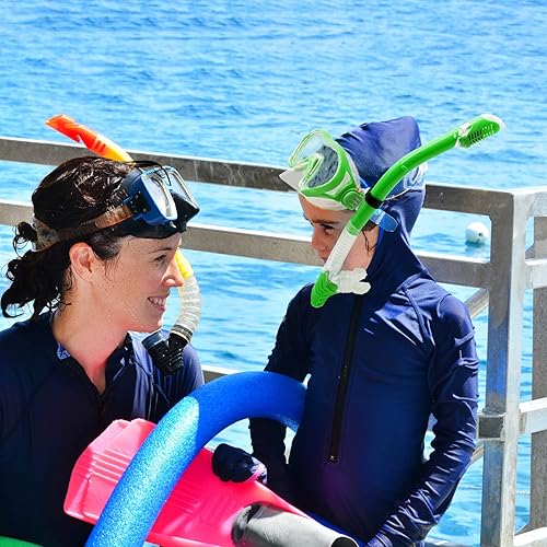 Miniatura 8 de Juego de máscara de esnórquel para niños, paquetes de esnórquel, con máscara de buceo, esnórquel seco, bolsa de malla, equipo de esnórquel antivaho,