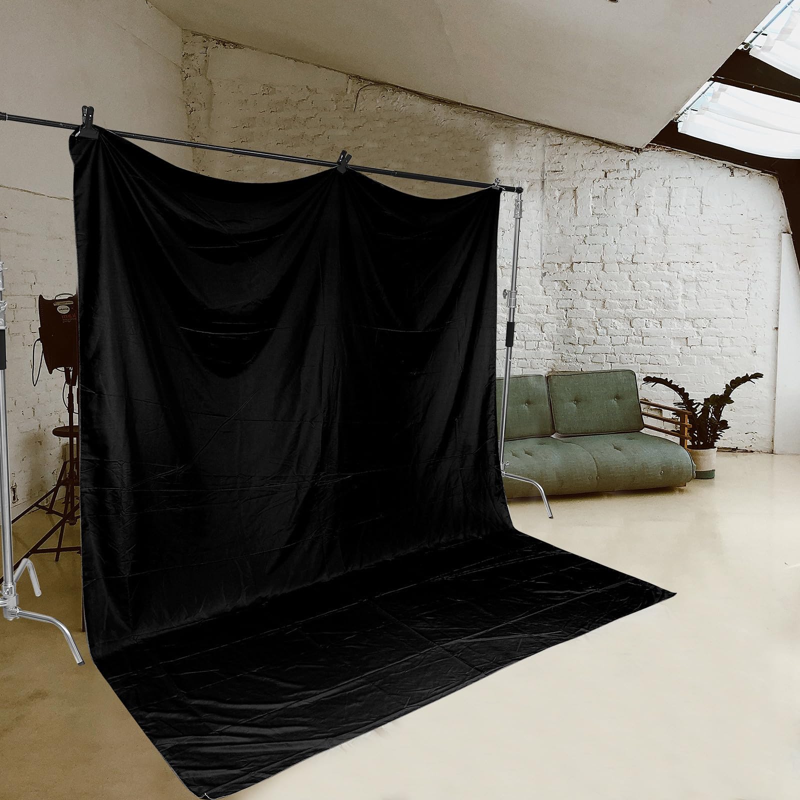 Tela de Fondo Reutilizable y Cómoda para Fotografía Negro Estilo Nórdico 2.5x3m de Poliéster Algodón para Estudios y Producción de Video