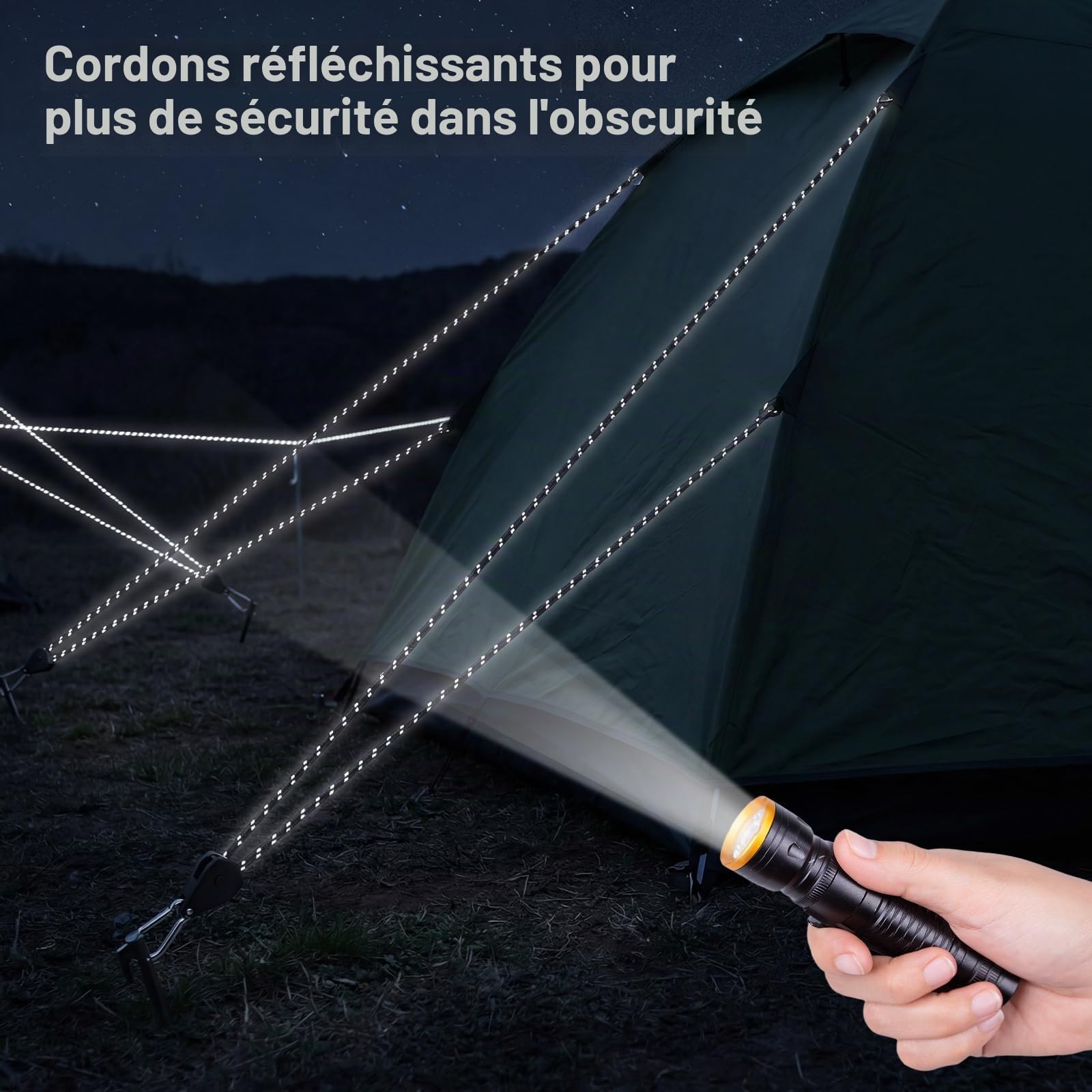8 pièces Cordes haubanage réfléchissantes 4 m avec tendeur – Corde Tente Ø4 mm avec système à cliquet, Cordage de Tension pour Tente, auvent, Store, tempête