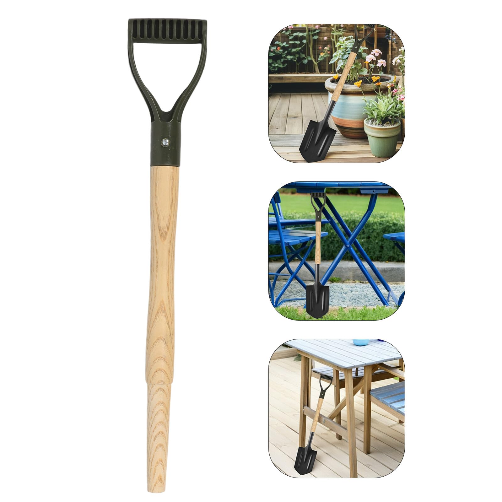 Toyvian 2 Piezas Mango de Pala de Madera para Jardinería Ergonómico Antideslizante de 58 Cm con Agarre en Forma de D para Azadas y Palas de Nieve en Labores de Excavación