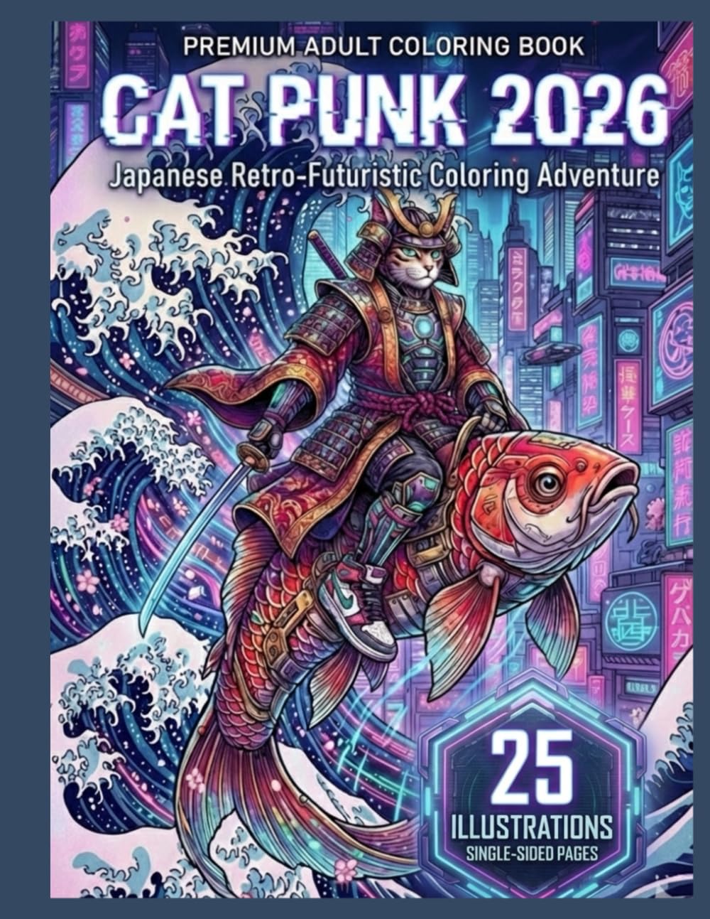 CAT PUNK 2026: Japanese Retro-Futuristic Coloring Adventure: 25 Premium Cyberpunk Cat Illustrations for Adults
