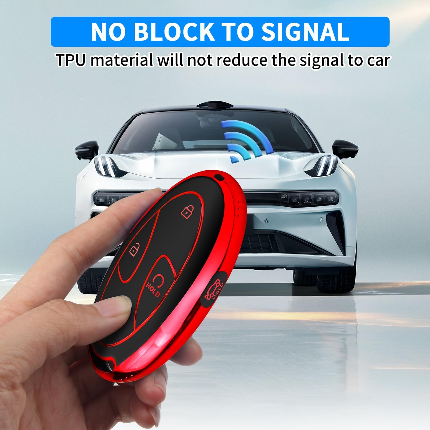 QBUC for Hyundai Kona Key Fob Cover,Key Fob Case for Hyundai Ioniq 6 Grandeur GN7 KONA Elanrtra Sonata Tucson 2023 2024 2025 Santa Fe Smart Key Protector with Keychain Car Accessories(Red, 5 Buttons)