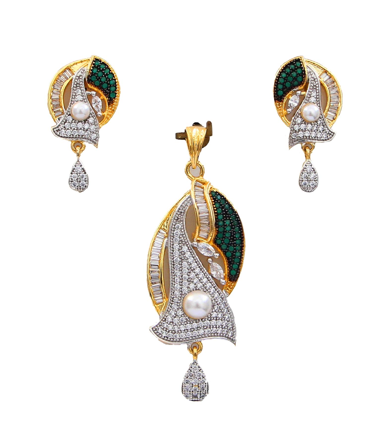 Juego de collar y colgante de diseño elegante 55Carat con pendientes oro 3