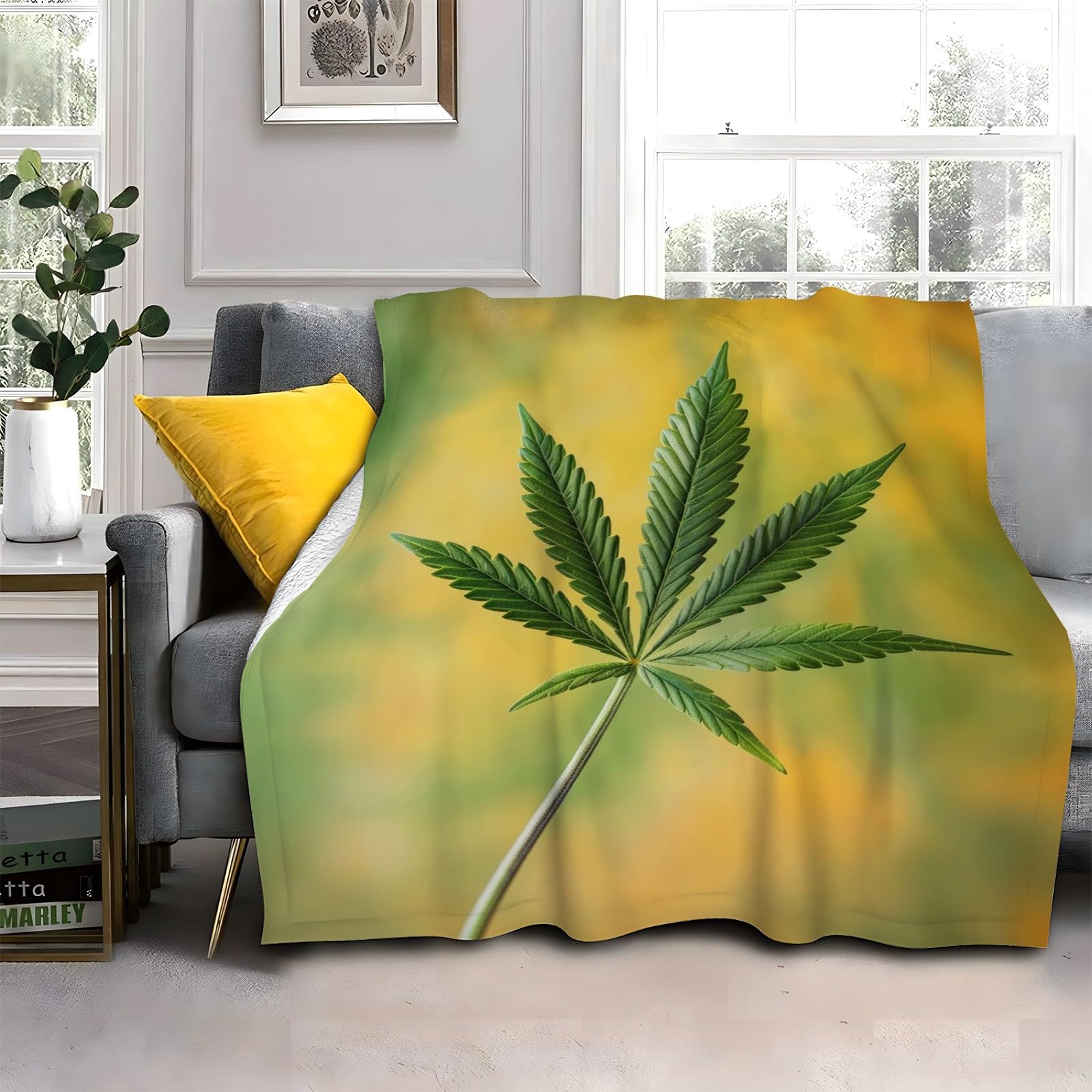 Puszysty koc z zielonego wzgórza, 200 x 200 cm, miękki i dwustronny koc polarowy z marihuany, idealny koc na sofę i łóżko, mg1247