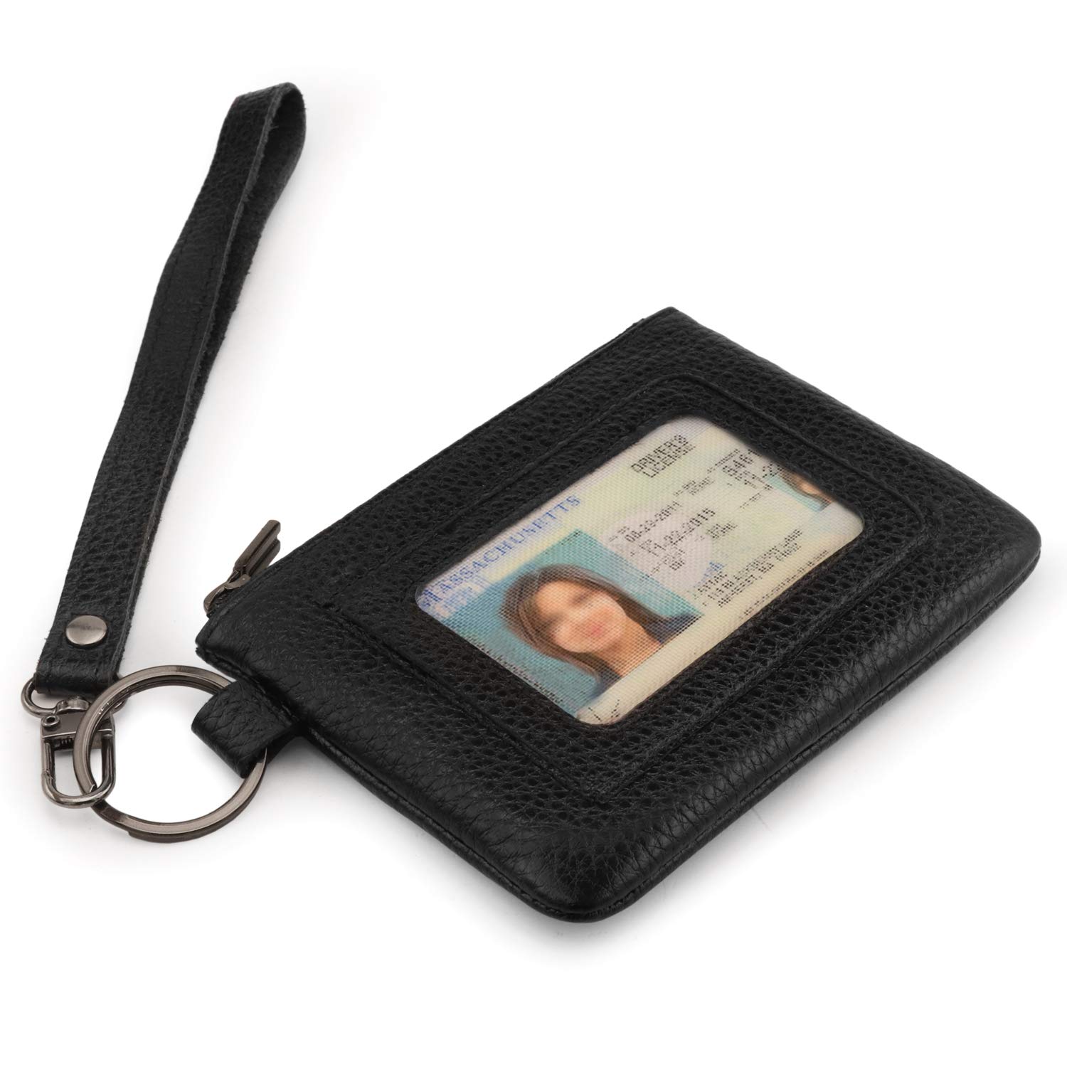 Otto AngelinoGenuine Leather Zippered ID Wallet with Wrist Strap Card Holder – Unisex