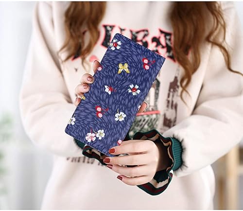 Miniatura 6 de HUA ANGEL Billetera para mujer, ultra delgada y delgada, con bloqueo RFID, tarjetero de crédito, doble embrague, carteras largas, regalo para