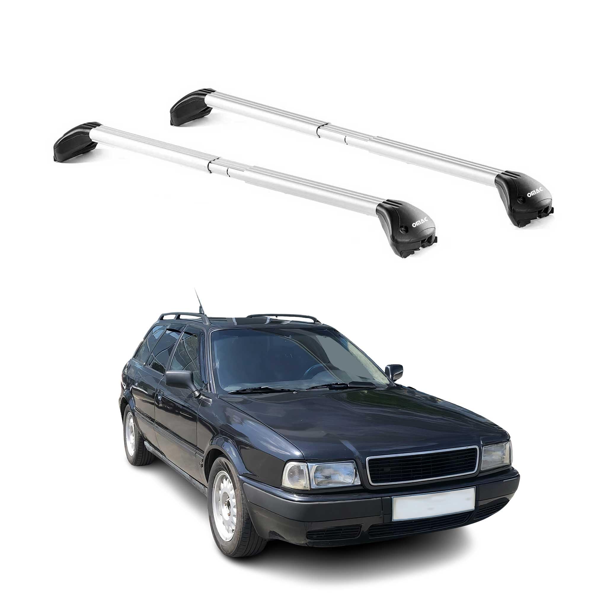 OMAC Poprzeczne Belki Bagażnika TÜV geprüft do Citroen BX Kombi 1982-1995 5 Drzwi – Zamykane (4 Schlösser) – Max 100 kg – Edelstahlband + Gummischutz Srebrny