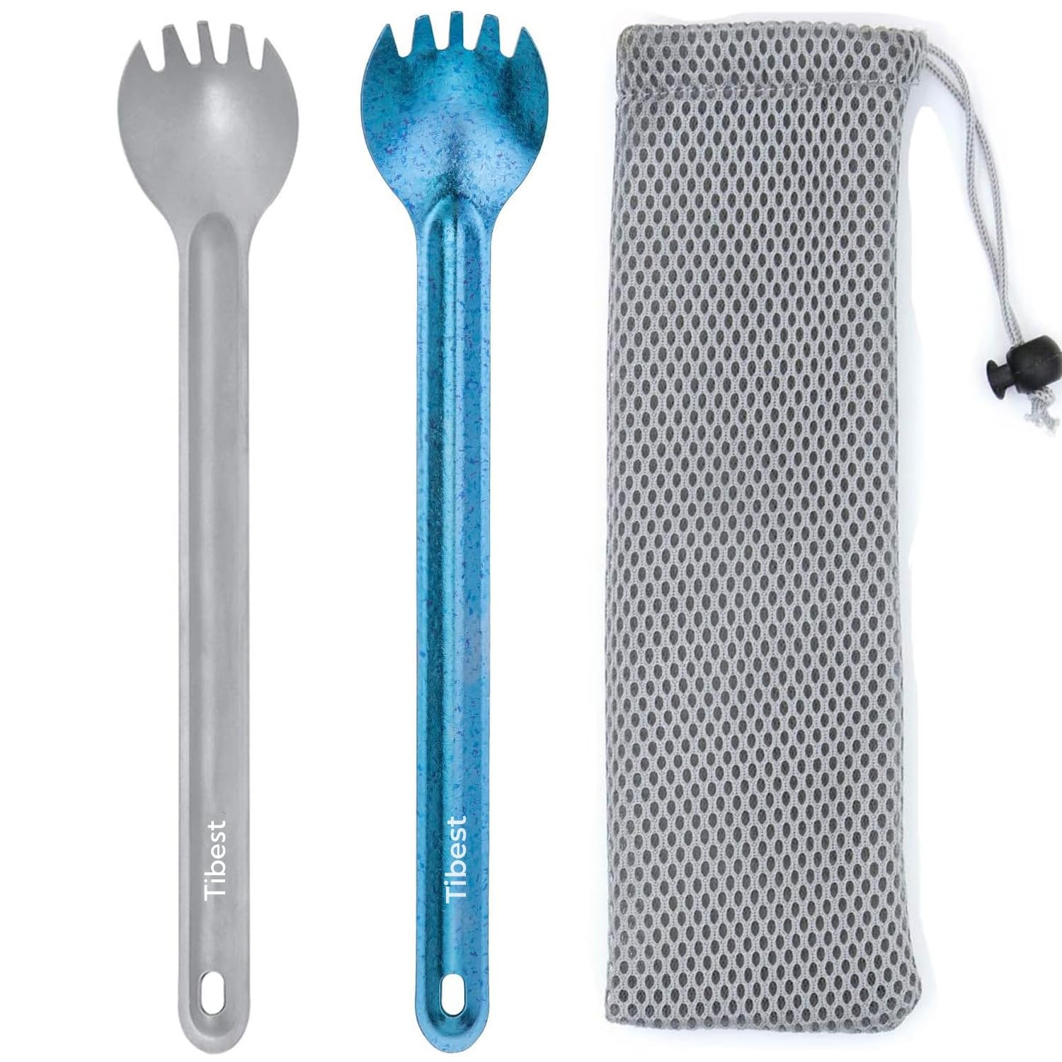 Titanium Spork, 8.7" Long Handle, Backpacking Spork and Spoon, Ultra Lightweight Camping Utensil for Hiking, Travel
