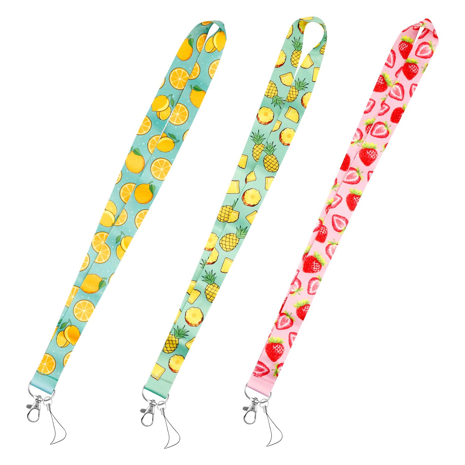 Badge Lanyard with Quick Release Buckle,3 pcs of Cartoon Cute Fruit Pattern Lanyard, for Women, Men, Children
