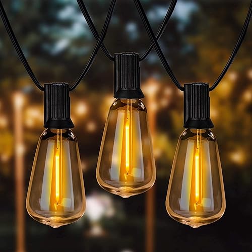 Miniatura 7 de Tira de luces para exteriores de 48 pies con bombillas de filamento LED 23+2 (repuesto), regulables, inastillables, impermeables, para decoración e