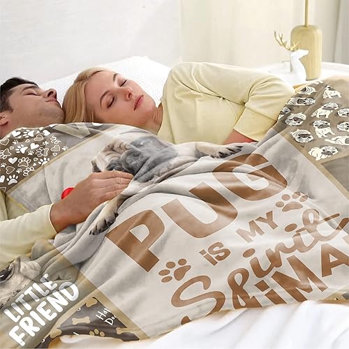 Miniatura 4 de Manta de Pug is My Spirit, manta de regalo para niñas y niños, cálida y suave manta de franela con estampado de perro lindo de dibujos animados,