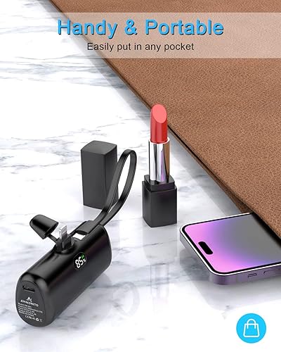 Miniatura 5 de Aimenzunto Small Portable Charger Power Bank 5000mAh with Lightning  USB C Dual Output Powerbank LED Display Battery Pack Fast Charging for iPhone