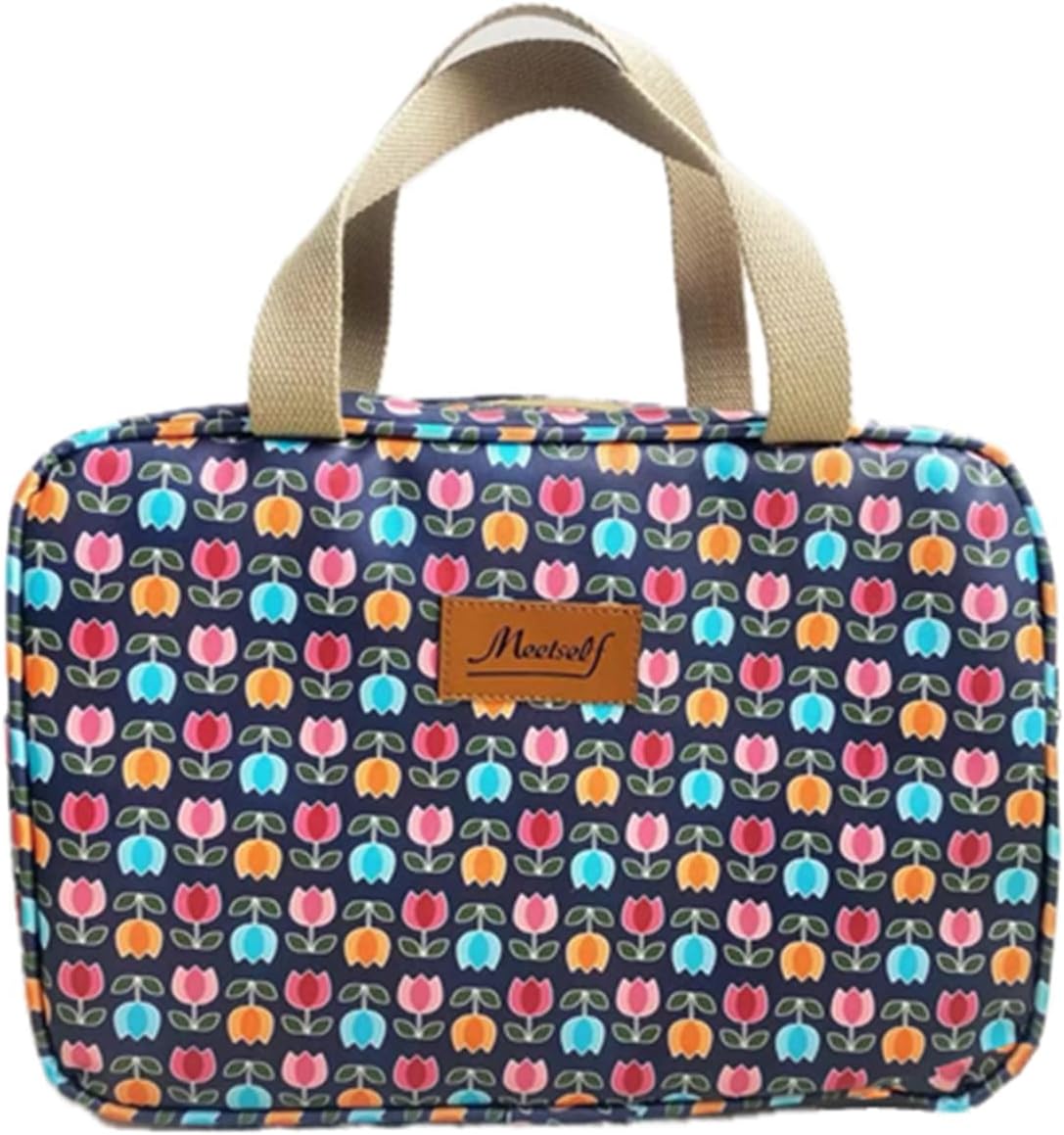 Large Makeup Bag Toiletry Bag for Women Make Up Bag Cosmetic Bag Toiletries Bag Brush Bags for Traveling (Little Flower Blue)
