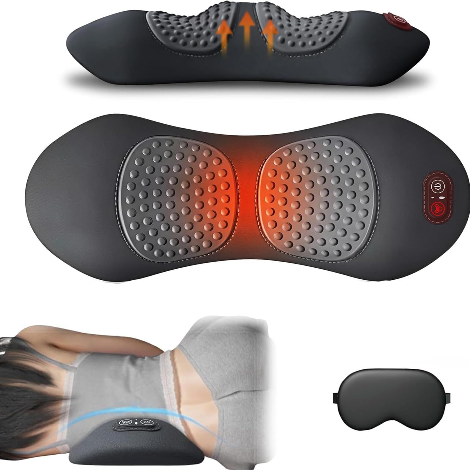 Cojín Masajeador de Espalda Espuma de memoria calefactable | Almohadilla Térmica Portátil para Cintura Silla, Coche, Sofá, Sillón Reclinable, Silla de Ruedas, Oficina, Viaje, Hogar