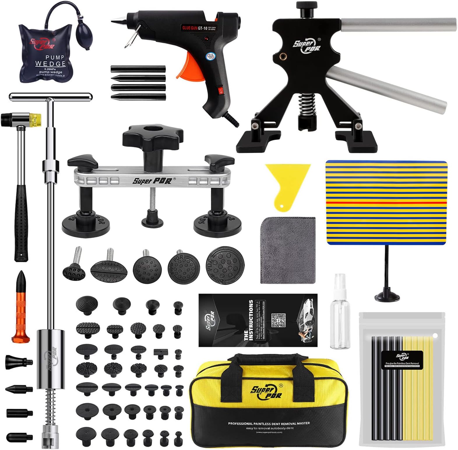 Fly5DPaintless Dent Repair Tools The Most Complete Auto Dent Removal Tools PDR Kit with 37pcs of Glue Car Dent Puller Taps Repair 95% of Dents On The Surface of Metal Materials