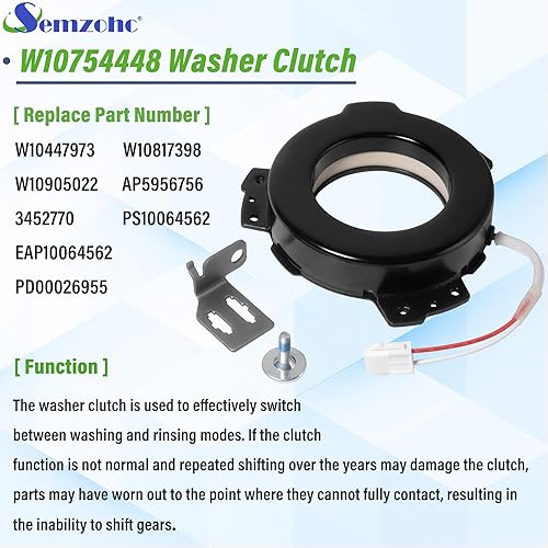Miniatura 5 de W10754448 Embrague de arandela (120V, 60HZ, 0.22A) Compatible con hidromasaje may-tag ken-more crosley Washer WTW7300DC0 WTW7300DW1 WTW8500DW1,