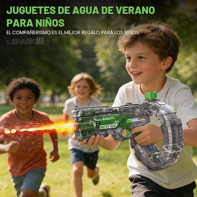 Foto 4 de 7 de Pistola de agua eléctrica para niños, pistola de agua eléctrica totalmente automática con alcance de 8-10 m