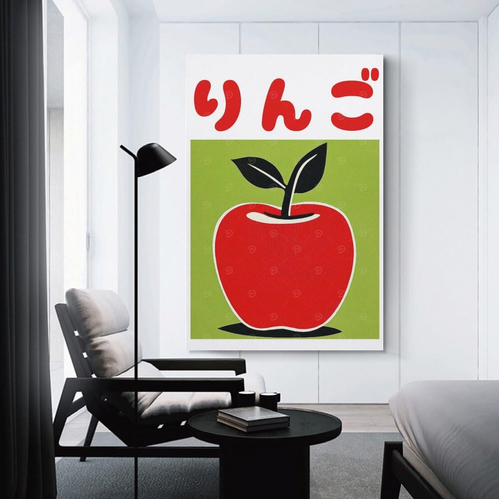 Junmoney Unframe-Style-5 Red Apple Japanese Fruit Art Print Room Decor Wall Art 24X36inch(60X90cm), For Bedroom Decor, Cosy Corners Or Studios, A Warm Accent For Relaxed Interiors
